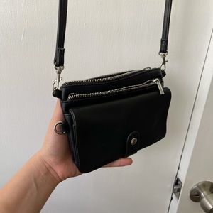 Faux Leather Black Satchel